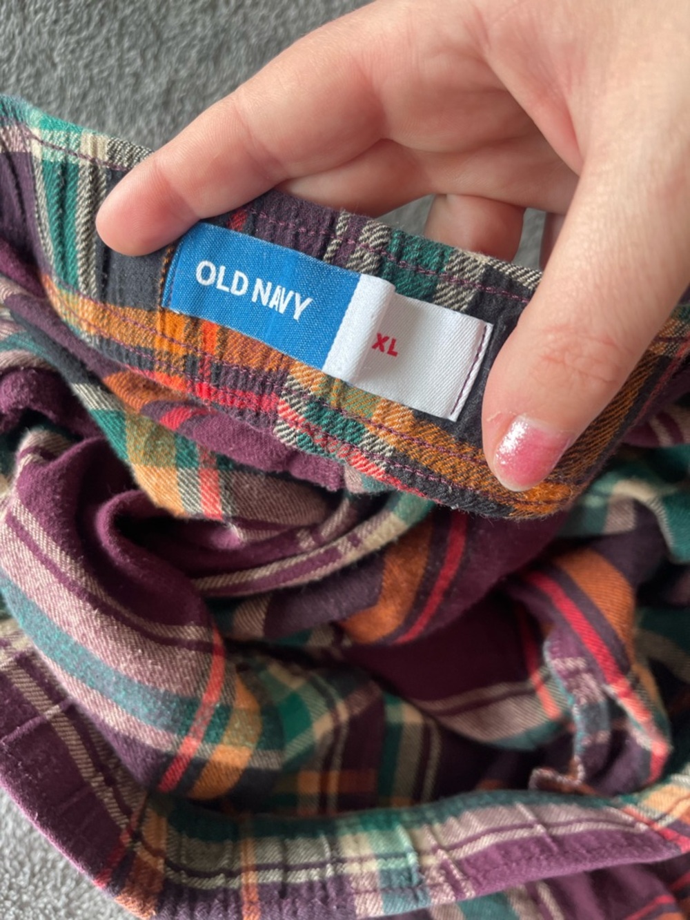 Old Navy Plum Pajama pants with Green and Orange Accents - Picture 2 of 3